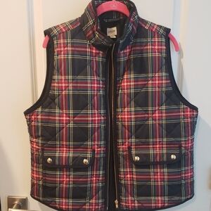 J CREW plaid Puffer Vest Sz L